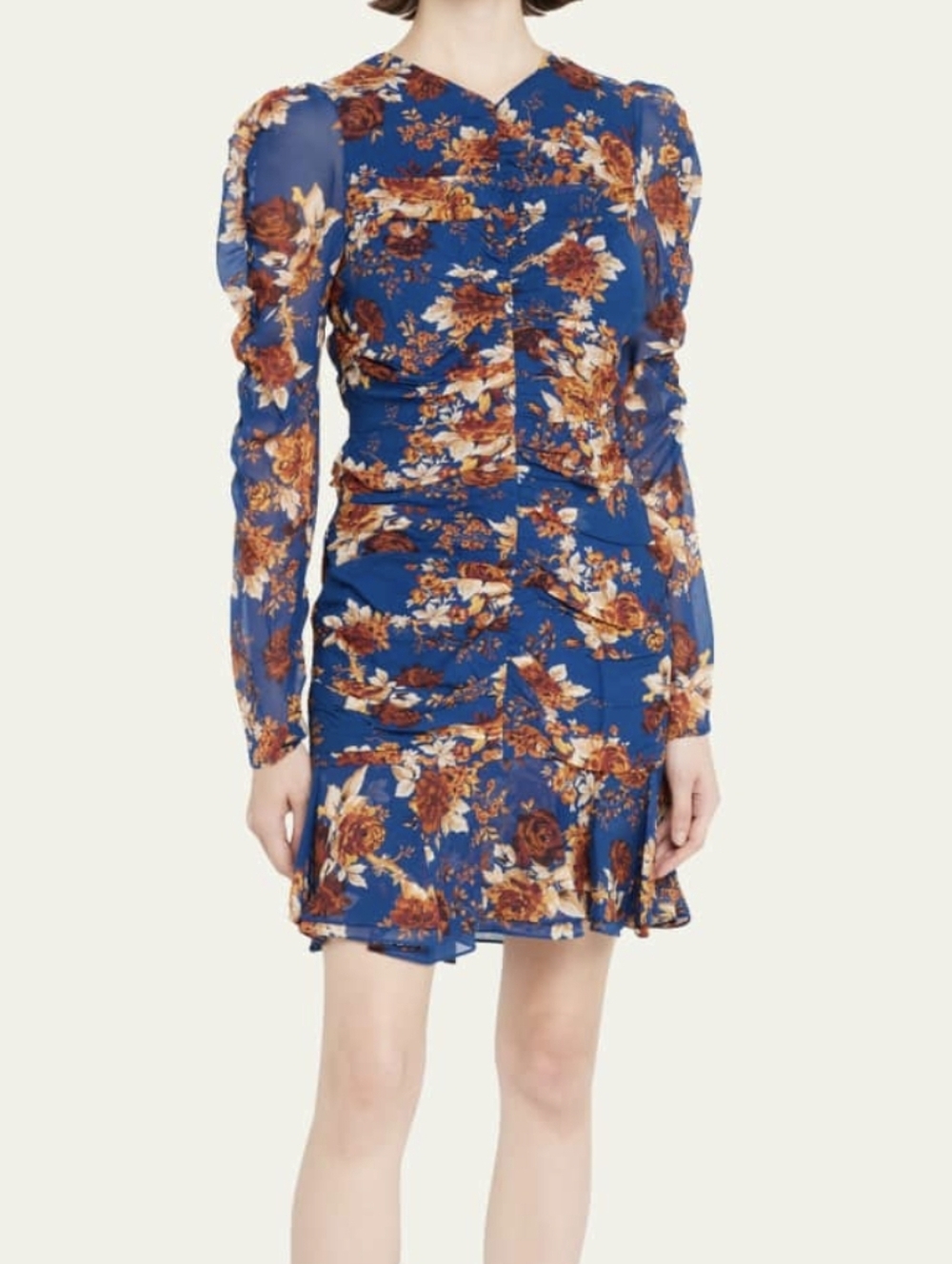 Veronica Beard Hedera Electric Blue Floral Print Mini Dress